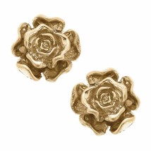 Rose Stud Earrings Worn Gold - £11.13 GBP