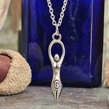 Spiral Goddess Pendant Necklace 18&quot; Chain Small Goddess Pagan Wiccan Jewellery - £4.94 GBP