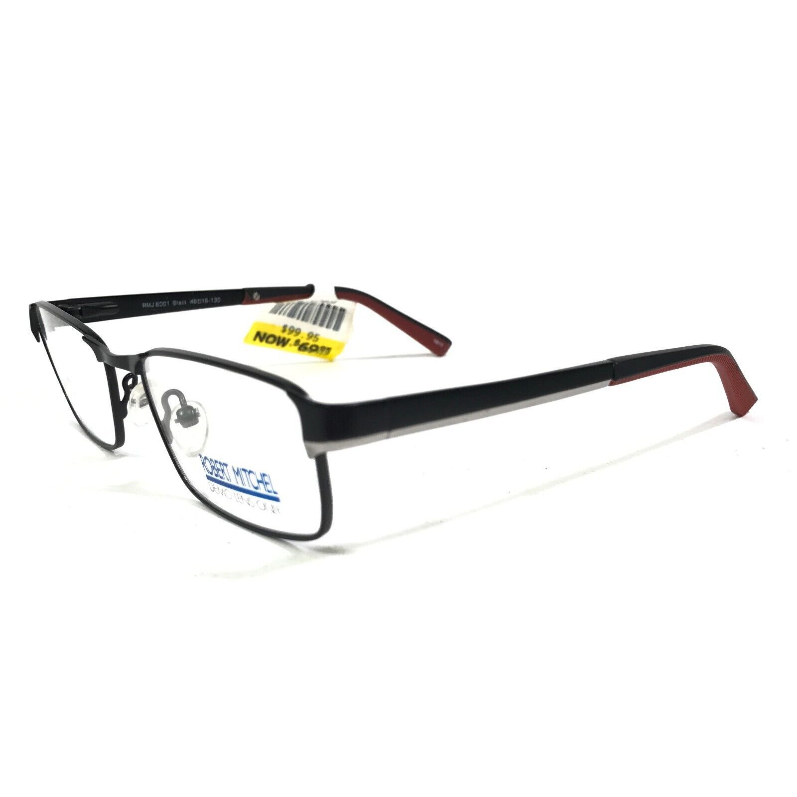 Robert Mitchel RMJ 6001 Black Kids Eyeglasses Frames Red Rectangular 48-16-130 - £29.24 GBP
