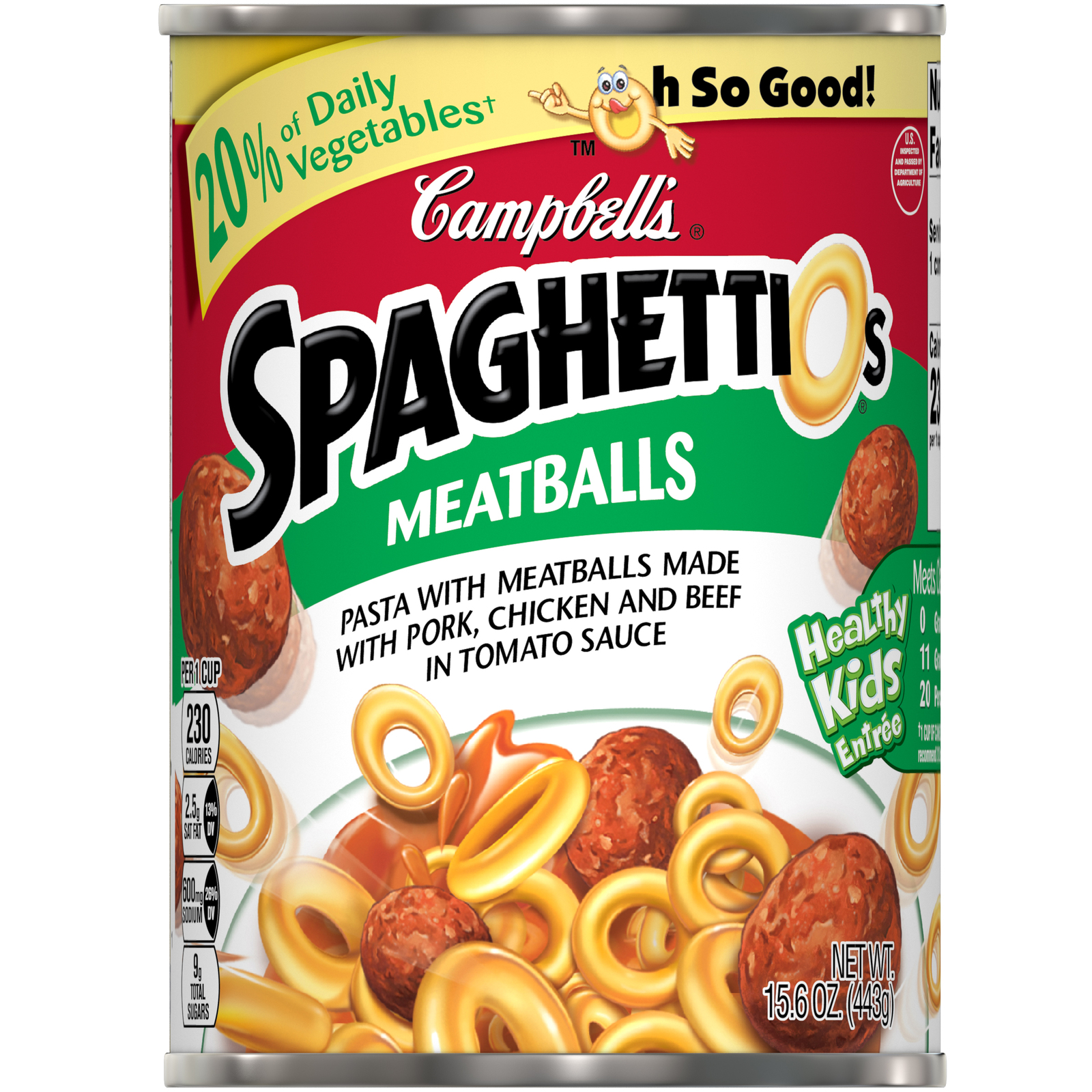 Campbell's SpaghettiOs Canned Pasta with Meatballs, 5.6 oz. Can 18 Cans Included - $41.80