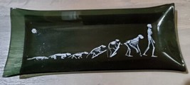 Vintage Black 9&#39;&#39; Glass Tray Evolution Lizard to Man Retro Science Trink... - £29.65 GBP