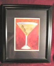 Martini Glass olives Art Print Black Framed Signed Chui - £31.59 GBP