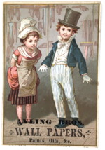Ayling Brothers Wall Papers, Paints, Oils Victorian Trade Card 1880s Girl Boy - £15.98 GBP