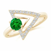 ANGARA Emerald and Diamond Triangular Taurus Ring for Women in 14K Solid Gold - £2,151.80 GBP