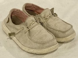 Hey Dude Beige Canvas Women’s Size 6 Wendy Chambray Shoes Pre Owned - £11.83 GBP