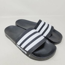 Adidas Men&#39;s Sandals Size 9 Black White Adellite Casual Slides - $23.87