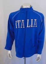 FM Italy Extra Extra Large Full Zipper Blue Cotton /Polyester Fleece Jacket - $14.83