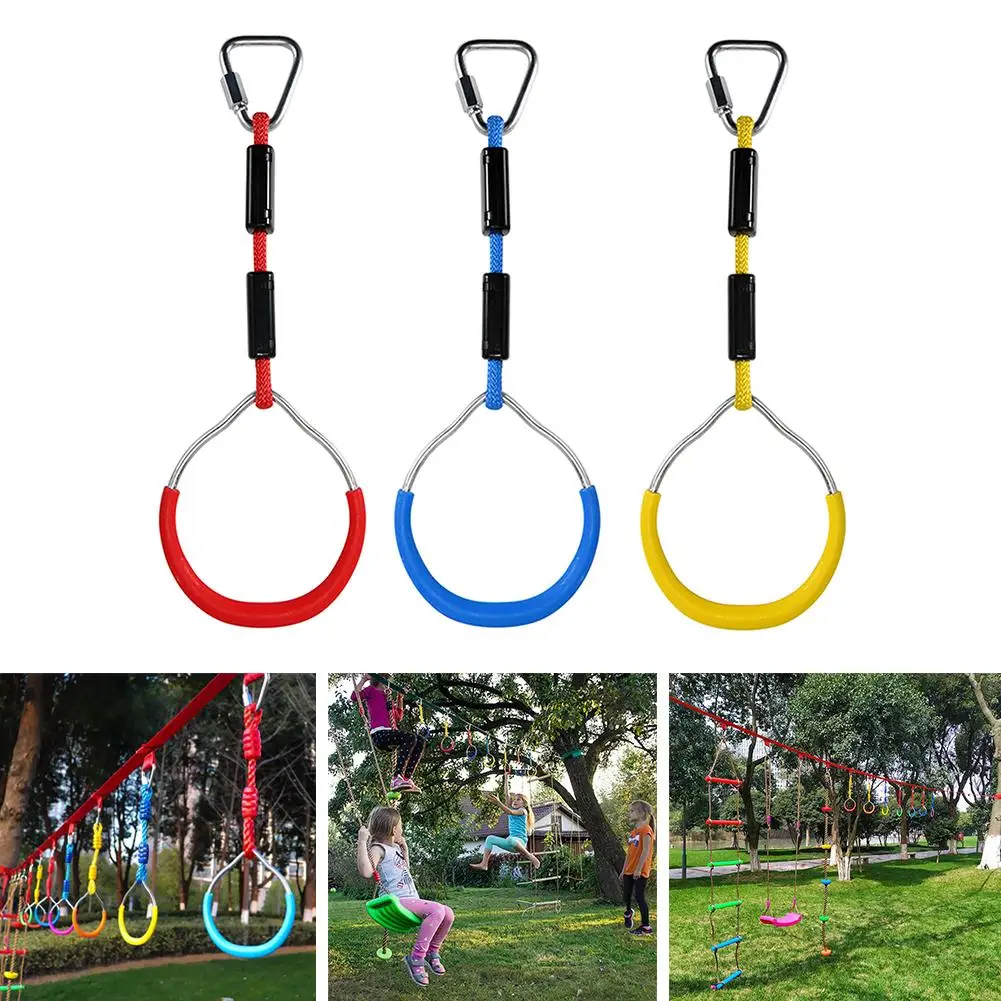 Tic ring swing adjustable swing rings colorful backyard durable for obstacle course kit thumb200