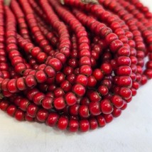 5mm-5.5mm Antique Venetian cranberry red White Heart Trade Beads Strands - $11.50