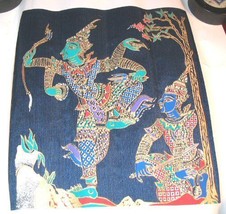 Nice Thai Silk Screen Art Print Oriental Asian Dancing - £9.96 GBP
