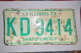 Illinois  1973  License Plates  Heavy metal PAIR  KD 3414 - $185.81 MXN