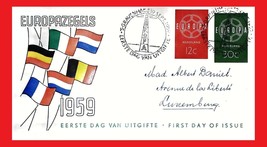 ZAYIX - 1959 Netherlands 379-380 / Mi 735-736 FDC - Europa CEPT / Flags - £4.19 GBP