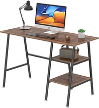 Vecelo 43 Inch Computer Desk Writing Study Work Office Table Modern, Walnut Desk - £58.24 GBP