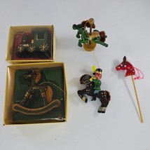 Vintage Russ Country Antique Ornaments Lot Rocking Horse Carousel Train - £11.79 GBP