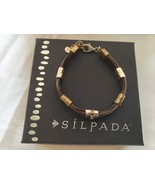 Silpada Tan Lines Sterling Silver Brass Genuine Leather Bracelet 8&quot;  B3324 - £37.27 GBP