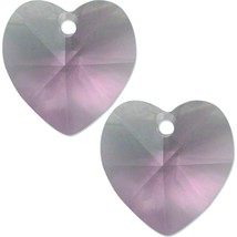 2 Lt Amethyst Swarovski Crystal Heart Pendant 10mm New - £5.08 GBP
