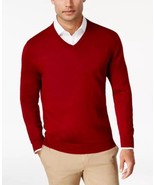 MSRP $75 Club Room Men&#39;s V-Neck Merino Wool Blend Sweater Red Size Small - $1,034.92 MXN