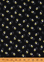 Cotton Bumble Bees Insects Bugs Black Fabric Print by the Yard D384.47 - £10.97 GBP