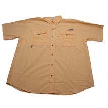 Columbia PFG Shirt Mens L Peach Orange Outdoors Casual Short Sleeve Button Up - £14.66 GBP