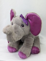 Aurora Girlz Nation Elephant Plush Gray 9 Inch Purple Ears Stuffed Animal Toy - $8.95