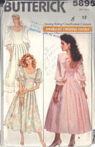 Butterick Pattern 5895 Size 12 Dated 1987, Misses' Dress & Bridal Dress - $3.00