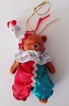 Clown Bear jointed Christmas Ornament ceramic  4&quot; hanging figurine Vtg - £7.29 GBP