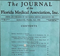 Florida Medical Association Journal 1941 WW2 Era Antique Magazine V28 No1 E48 - £23.53 GBP