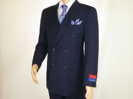 Men Apollo King Double Breasted Suit Classic Peak Lapel Pleated DM22 Navy Blue image 5