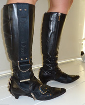 Dior biker logo quilted butter leather motorcylce punk runway boots 6 36 UK3.5 - £400.66 GBP