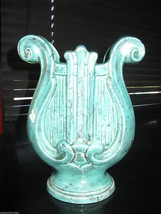 Vintage 50s 1951 Wildwood Pottery 98 harp lyre vase music porcelain chin... - $72.58