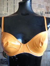 Deborah Marquit Designer Achive orange vinyl bra 34B &quot;as-is&quot; - £32.14 GBP