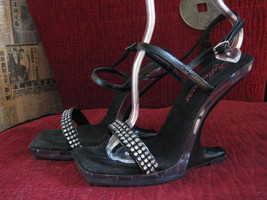 Reflections lucite rhinestone pin-up platform sandals shoes 38 8 UK5.5 VLV - $112.64