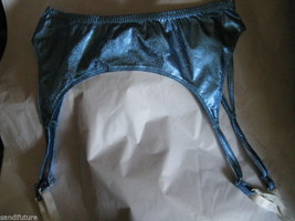 Deborah Marquit blue lame&#39; suspenders garter belt M - £146.02 GBP