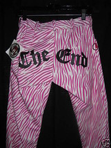 Paper Doll Productions zebra lip service punk bondage pants skinny jeans L - $67.12