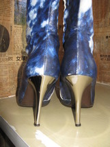 Roberto Cavalli tie dye denim look leather silver chrome heels boots 6 UK3.5 36 - £297.88 GBP