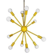 Mid Century Design Brass Sputnik Chandelier 12 Arm Yellow Finish Light Fixture - £174.55 GBP