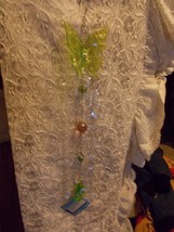 Hanging Butterfly Decoration With Caged Marbles Green Lime Green Lt Topaz Silver - $12.00