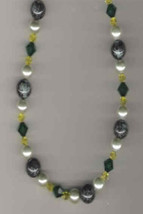 41488N - Necklace  - HANDCRAFTED Rainforest Jade Swarovski Crystal Glass Pearls - £31.85 GBP