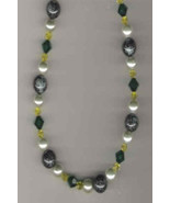 41488N - Necklace  - HANDCRAFTED Rainforest Jade Swarovski Crystal Glass... - $39.99