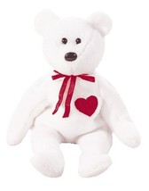 Ty Beanie Babie Valentino The White &amp; Red Valentine Teddy Bear Tush Tag Attached - $8.99