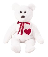 TY BEANIE BABIE VALENTINO THE WHITE &amp; RED VALENTINE TEDDY BEAR TUSH TAG ... - £6.85 GBP