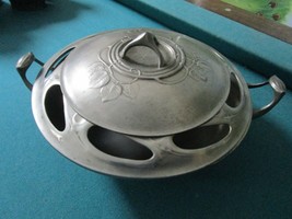 Art Nouveau Pewter Kayserzinn Oval Bowl, Sugar Bowl, Creamer, Ergo Bibamus PICK1 - £50.63 GBP+