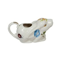 Vintage Gracie China Bunny Rabbit Small Creamer Ladybug Bee Nature 5&quot; Flowers - $13.08