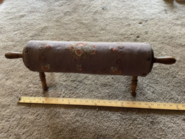Vintage Barrel Cylinder Wood Footrest Rolling Pin Foot Stool Farmhouse F... - $123.90