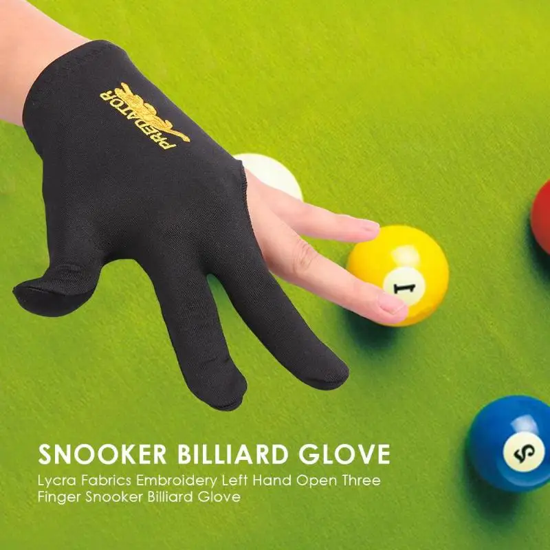 Sporting Snooker Billiard Glove EmbroideryBillard Gloves Left Hand Three Finger  - £23.62 GBP