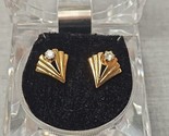 Genuine Austrian Crystal Gold Tone Diamond-Shape Stud Earrings, 0.5&#39; - £9.00 GBP