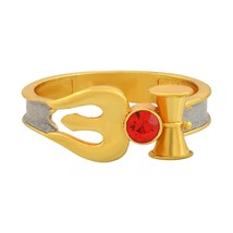 Gold Plated Shiv Trishul Tripund Symbol Embellished Finger Ring For Men ... - $16.38