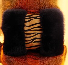 Huge Leopard Fur Hand Warmer - the fur vault - zebra Muff Clutch Bag - z... - $455.00