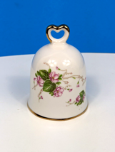 Heart pink Flowers Bell Porcelain 1984 Lefton 08030 Vintage - $6.85