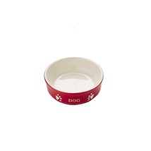 Nobby Dog Ceramic Bowl Dog, 12 x 12 x 3.7 cm, Red/ Beige  - $133.27 MXN